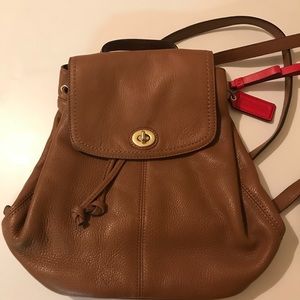 Coach - Brown Leather Drawstring Backpack Purse